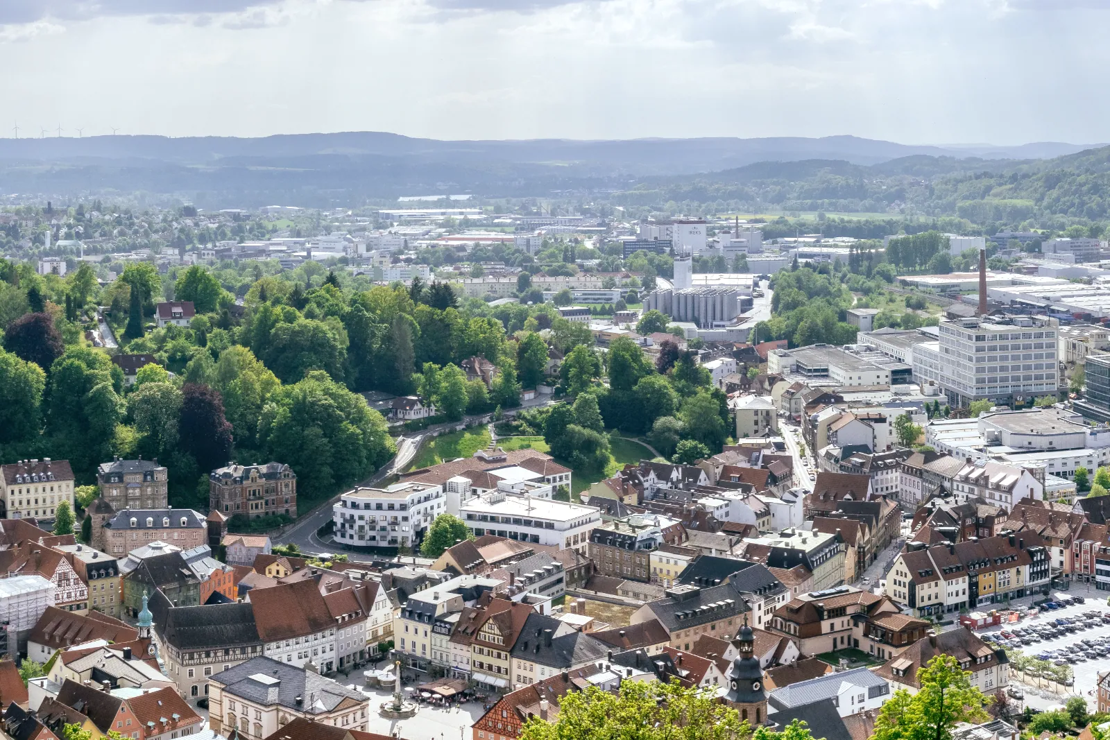 Blick über die Altstadt und den Marktplatz von Kulmbach